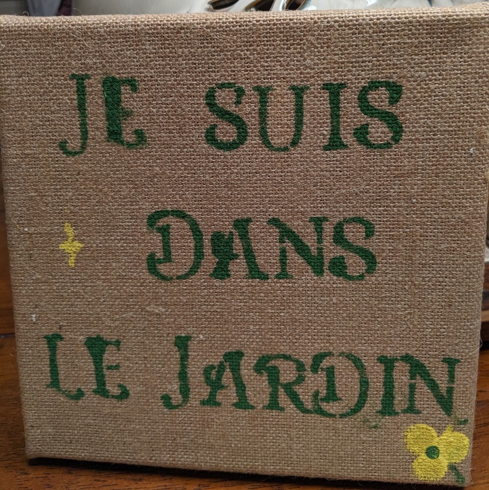 Burlap canvas 8 1/2 x 8 1/2 sign French Country